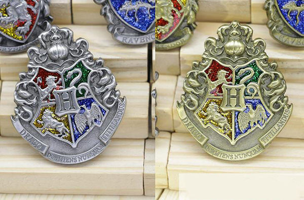 Harry Potter Hogwarts School Gryffindor&Ravenclaw&Slytherin&Hufflepuff Metal Badge Pin Set(5 pcs) - icoshero