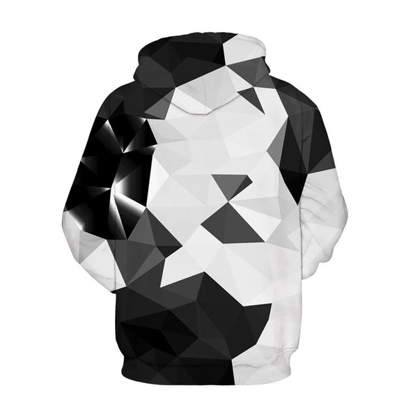 3D Print Hoodie - Black/White Rhombus Pattern Pullover Hoodie ICK016 - icoshero