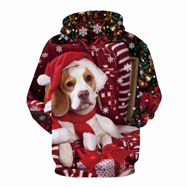 3D Print Hoodie - Cute Christmas Dog Pattern Pullover Hoodie ICK041 - icoshero