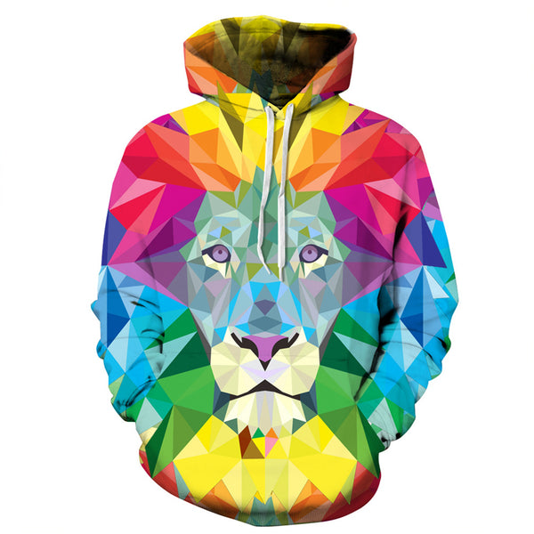 3D Print Hoodie - Colorful Lion Pattern Pullover Hoodie ICK028 - icoshero