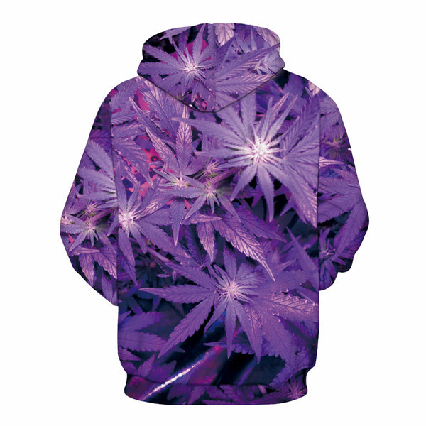3D Print Hoodie - Purple Weed Leaf Print Pullover Hoodie ICK021 - icoshero