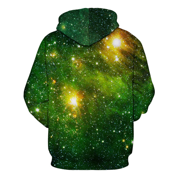 3D Print Hoodie - Green Starry Sky Pattern Pullover Hoodie ICK064 - icoshero