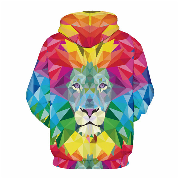 3D Print Hoodie - Colorful Lion Pattern Pullover Hoodie ICK028 - icoshero