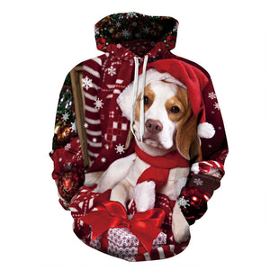 3D Print Hoodie - Cute Christmas Dog Pattern Pullover Hoodie ICK041 - icoshero