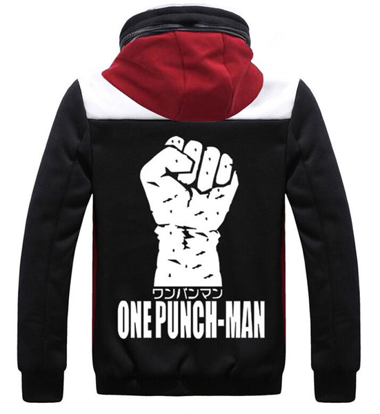 One Punch Man Saitama Color Block Fleece Hoodie - icoshero