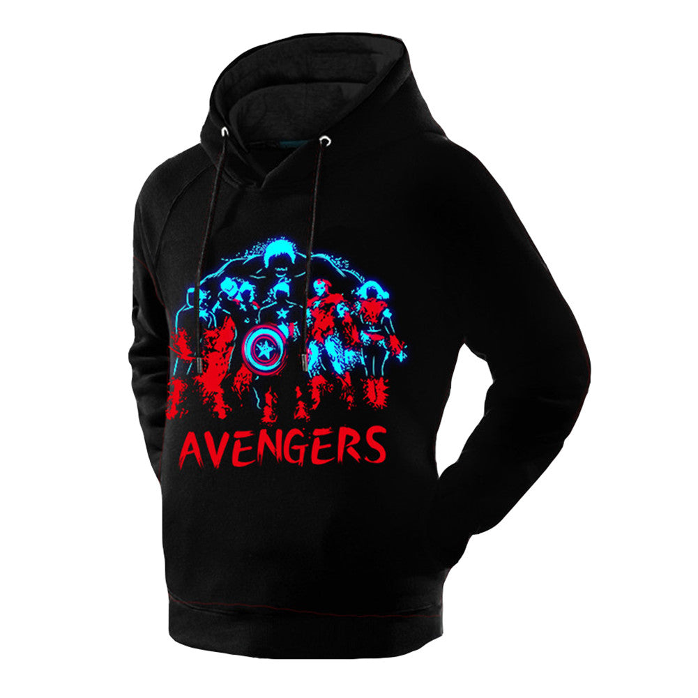 Avengers Captain Ironman Black Glowing Thicken Hoodie - icoshero