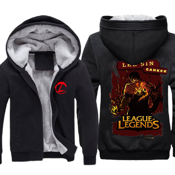 Men's League of Legends LOL Zip Up Fleece Thicken Hoodie - icoshero