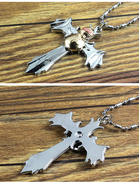 Naruto Konoha Gaara Sharingan Akatsuki Zinc Alloy Rotatable Cross Pendant Necklace - icoshero