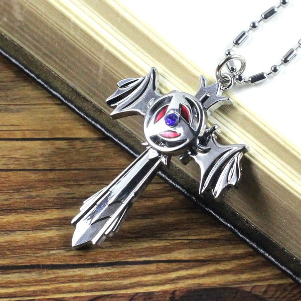 Naruto Konoha Gaara Sharingan Akatsuki Zinc Alloy Rotatable Cross Pendant Necklace - icoshero