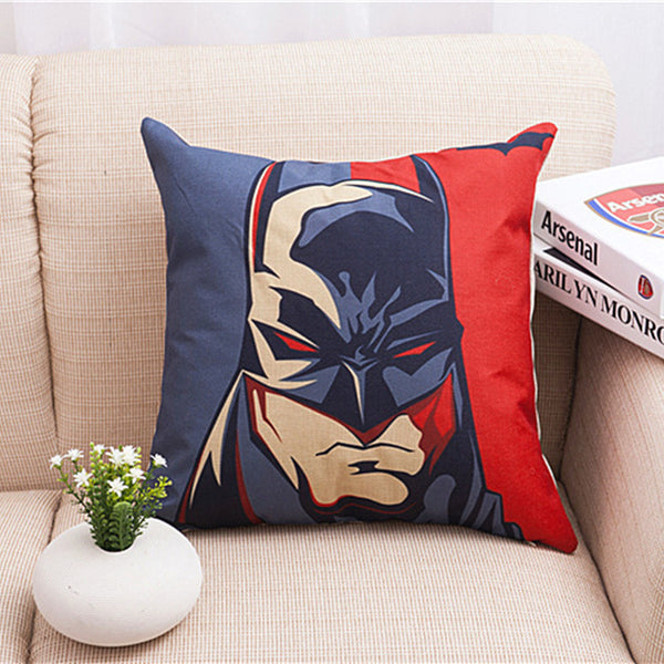 Marvel DC Catptain America The Avengers  Superman Batman Spiderman Square Cartoon Pillow Case Cushion - icoshero