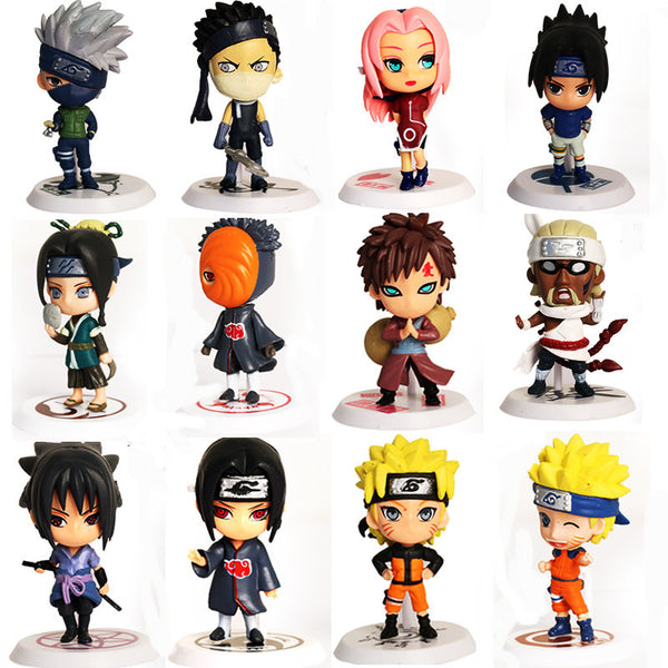 Naruto Sasuke Sakura Itachi Kakashi Q Version Characters PVC Figures Set Model Toy 7cm 6-pack/12-pack - icoshero