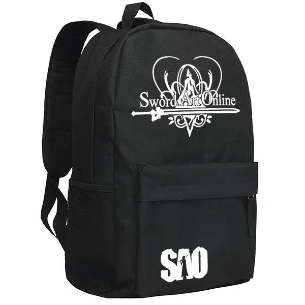 Sword Art Online Logo Patterns Black Backpack Knapsack Bag - icoshero