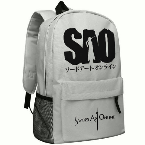 Sword Art Online Logo Pattern Grey Backpack Knapsack Bag - icoshero