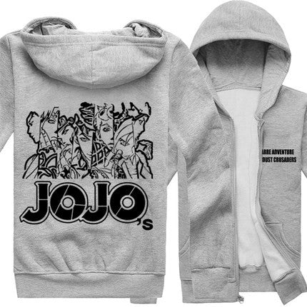 JoJo's Bizarre Adventure Regular Fleece Coat Hoodie Back/Grey - icoshero
