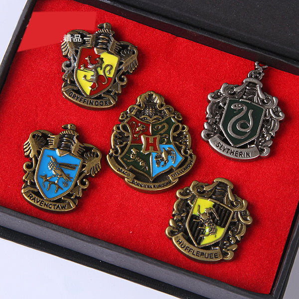 Harry Potter Hogwarts School Metal Badge Pin Set(5 pcs) Gryffindor&Ravenclaw&Slytherin&Hufflepuff - icoshero