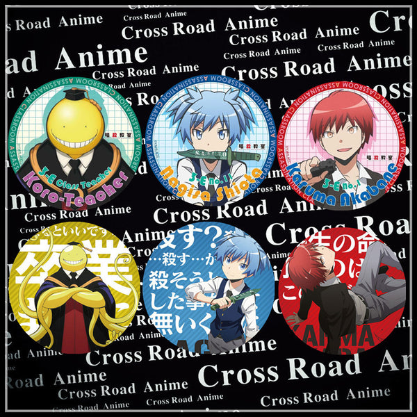 Assassination Classroom Ansatsu Kyoshitsu Characters Korosensei Nagisa Karuma Image Pattern Badge Bag Accessory - icoshero
