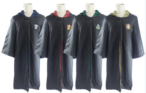 Harry Potter Hogwarts School Wizard&Witch Black Magic Robe Hooded Uniform Cosplay Costume Gryffindor/Ravenclaw/Slytherin/Hufflepuff - icoshero