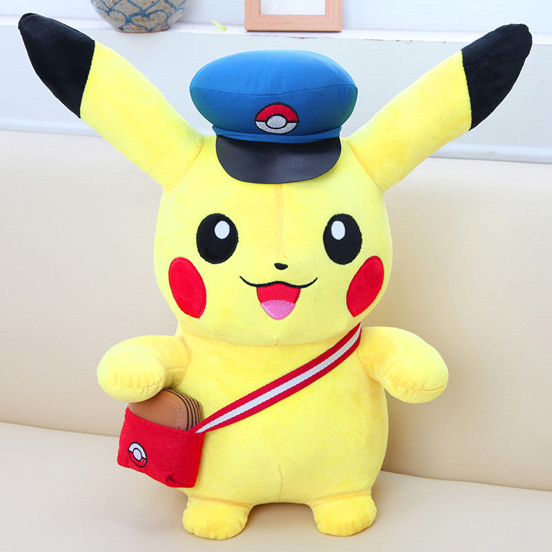 Pokemon Go Pikachu Mailman Jumpsuit Fleece Plush Toy 20cm/45cm, Gift for Kids - icoshero