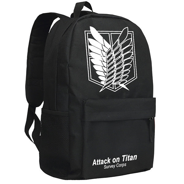 Attack on Titan Wings of Freedom Survey Corps Mark Pattern Black/Camo Backpack Bag - icoshero