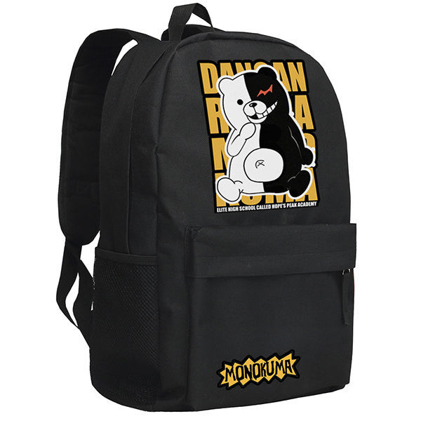 Danganronpa Hope's Peak Academy  Monokuma Cartoon Pattern Black Backpack Bag - icoshero