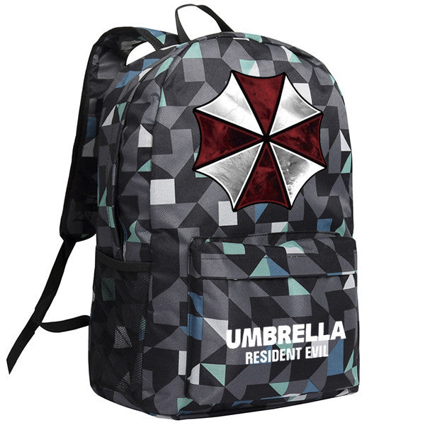 Resident Evil Umbrella Mark Pattern Black/Camo Backpack Bag - icoshero