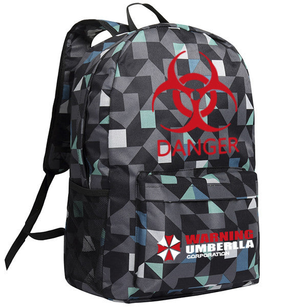 Resident Evil Umbrella Mark Pattern Black/Camo Backpack Bag - icoshero
