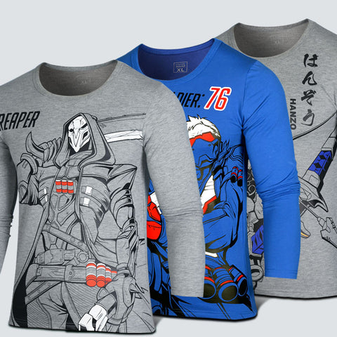 Overwatch Reaper/Hanzo/Soldier:76 Long Sleeve Printed Patterns T-shirt - icoshero