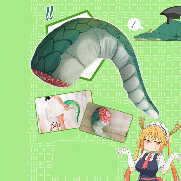 Miss Kobayashi's Dragon Maid Tohru's Green Dinosaur Tail Neck Pillow Cushion, 60cm*20cm - icoshero