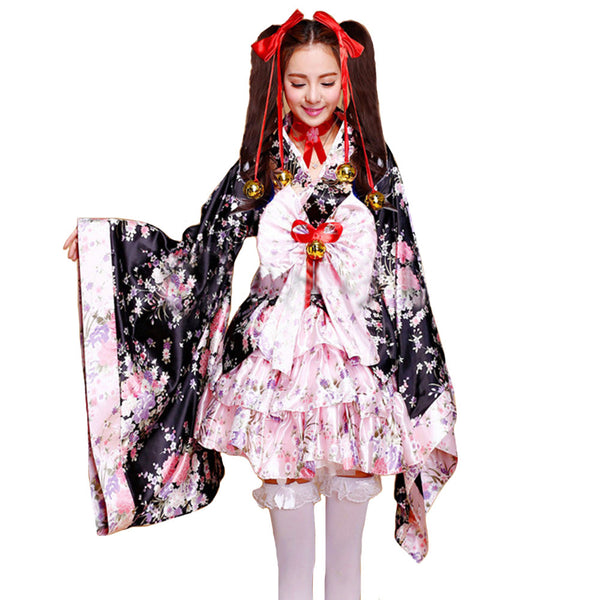 Cosplay Lolita Halloween Fancy Dress Japanese Sakura Kimono Costume - icoshero
