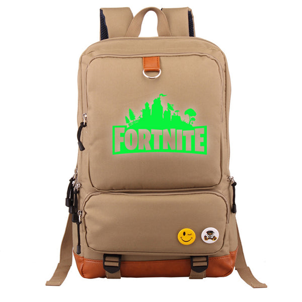 Game Fortnite 17" Canvas Student Backpack - Green Luminous - icoshero