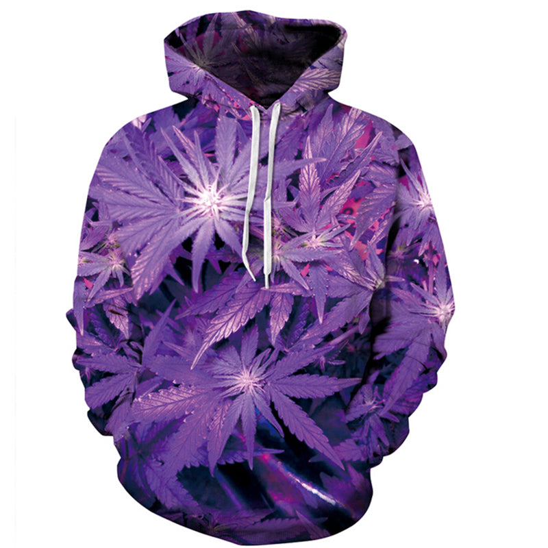 Purple hemp leaf Pullover Hoodie MZH206 - icoshero