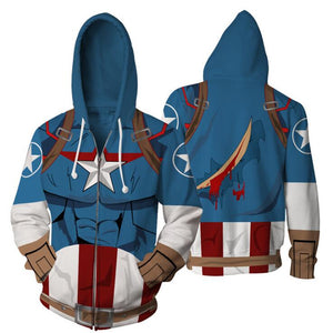 Captain America Steve Rogers Zip Up Hoodie MZH554 - icoshero