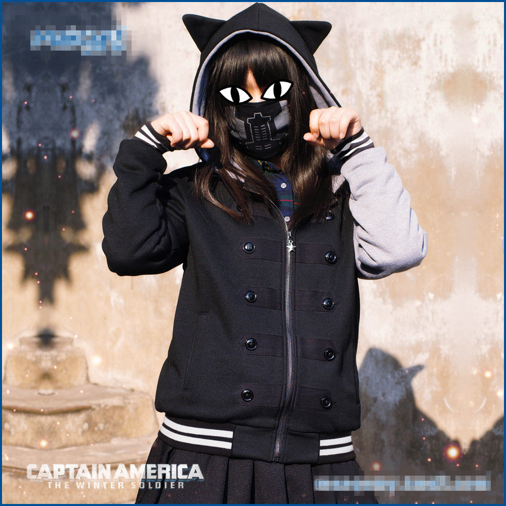 Captain of American Winter Solider Hoodie with Cat Ear for Ladies or Girls - icoshero
