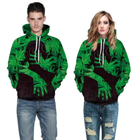 3D Print Hoodie - Green Weed Leaves Pattern Pullover Hoodie  ICK025 - icoshero