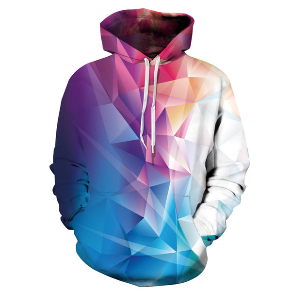 3D Print Hoodie - Bright Colorful Rhombus Print Pullover Hoodie ICK015 - icoshero