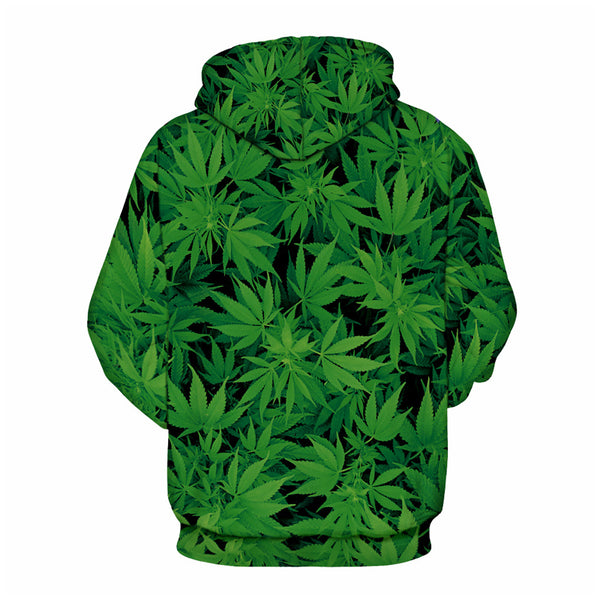 3D Print Hoodie - Green Leaves Pattern Pullover Hoodie ICK020 - icoshero